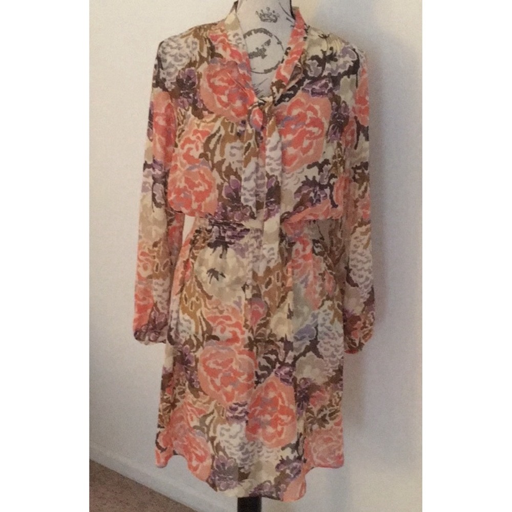 Lauren Ralph Lauren Women's Floral Print Size 16 Sheer Dress Boho Feminine